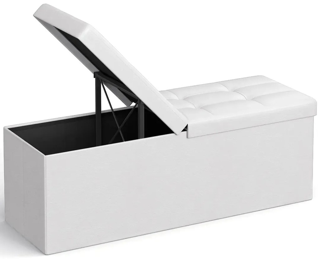 Biała skórzana pufa pikowana R0-P51