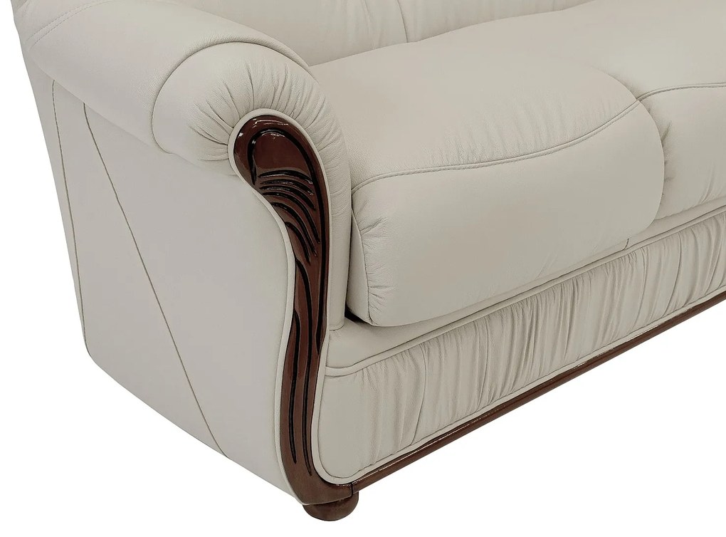 Kanapa 3-osobowa ze 100% skóry bawolej w kolorze kości słoniowej - DAPHNE