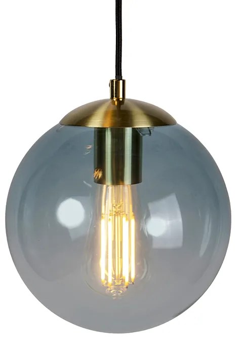 Inteligentna lampa wisząca mosiądz z 3 WiFi ST64 z niebieskim szkłem - Pallon ArtDeco Oswietlenie wewnetrzne