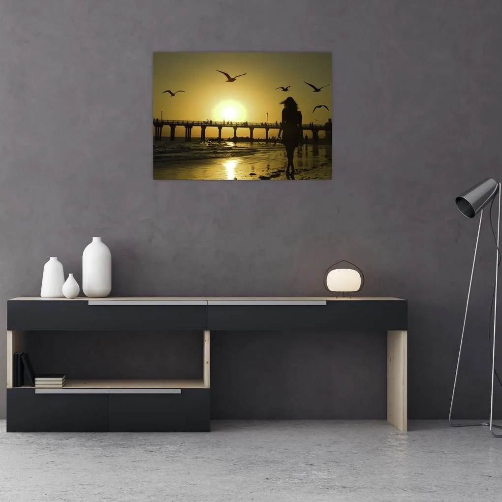 Obraz na szkle - Spacer po plaży (70x50 cm)