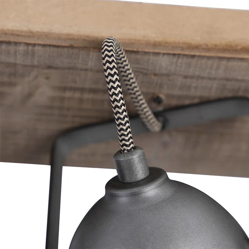 Inteligentny reflektor stalowy z drewnem, regulowany, w tym 3 Wi-Fi GU10 - EmadoPrzemysłowy Oswietlenie wewnetrzne