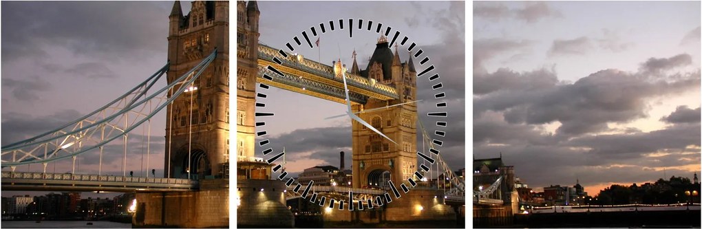 Obraz - Tower Bridge nocą (z zegarem) (90x30 cm)