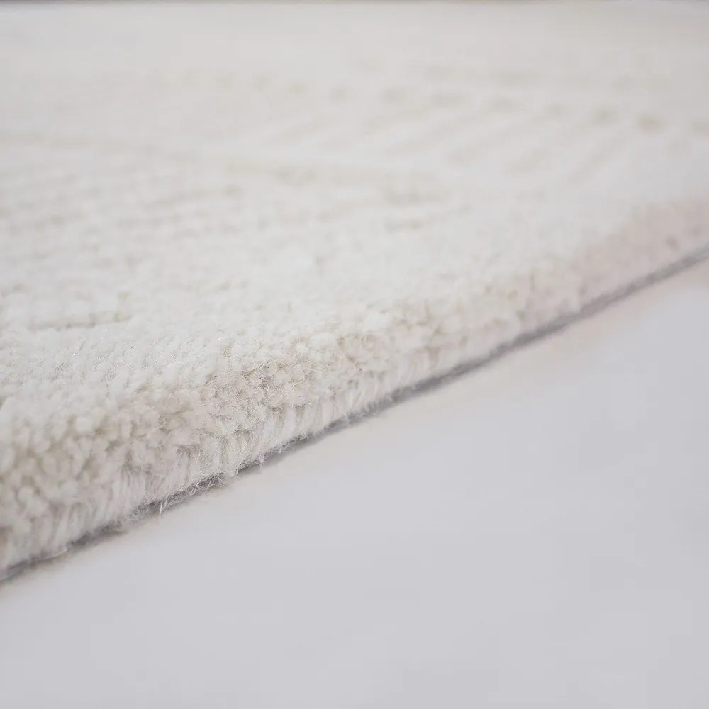 Biały dywan z mieszanki wełny tkany ręcznie 160x230 cm Sculptured Wave – Flair Rugs
