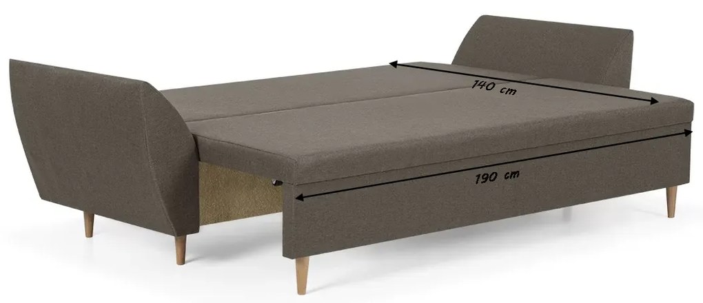 Sofa kanapa 3 os z funkcją spania ALI Brązowy