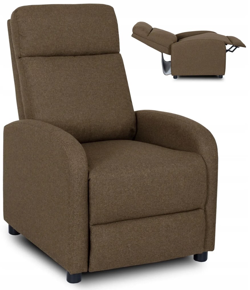Fotel Rozkładany Wypoczynkowy z Podnóżkiem DANNY Brązowy Nowoczesny