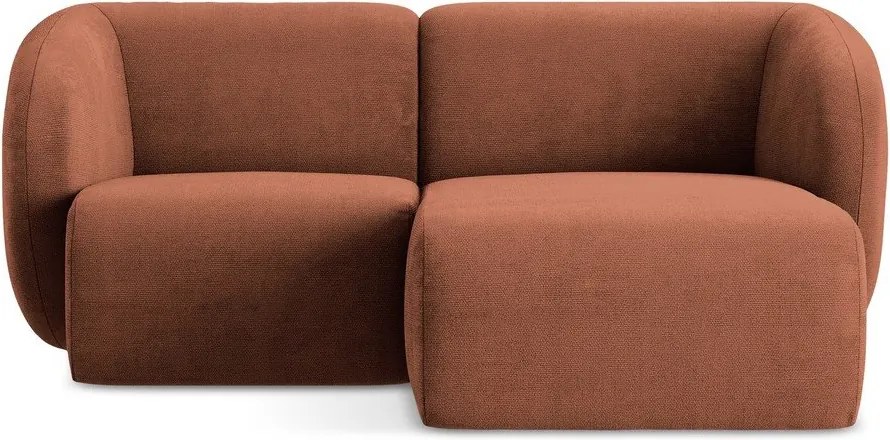 Narożnik z tkaniny szenilowej (prawostronny/z szezlongiem) w kolorze terakoty Lani – Makamii