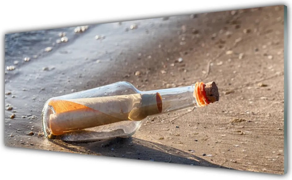Panel Szklany List w Butelce na Piasku