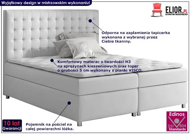 Kontynentalne łóżko do sypialni Husa 200x200 - 44 kolory