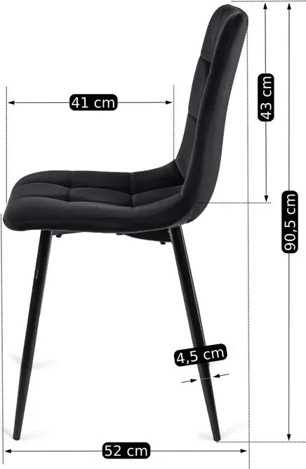 Zestaw Stół Prostokątny Rozkładany CLARK 120-160 cm Dąb Artisan/Czarny i 4 Krzesła Tapicerowane do Jadalni PERU Czarne