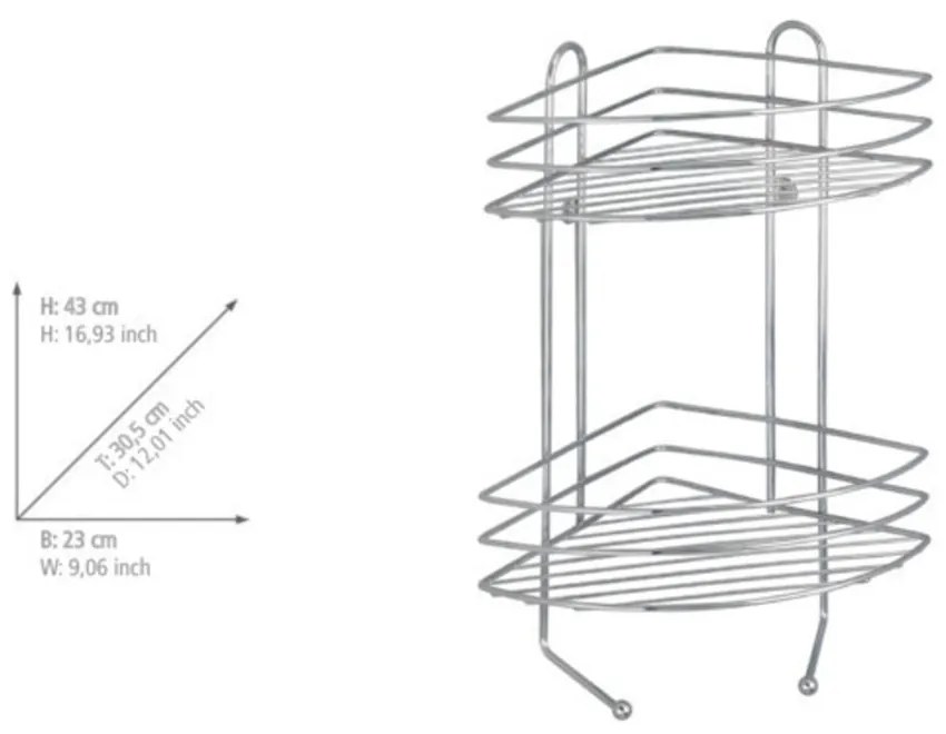 2-piętrowa narożna półka ścienna ze stali chromowanej Wenko Exclusive