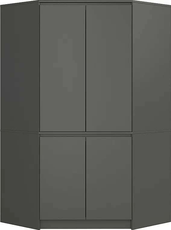 Szafa narożna AKORD S100 Grafit Szary 100 cm 4 drzwi fronty kolor Grafit Szary mat 6 półek 100x50x180 cm