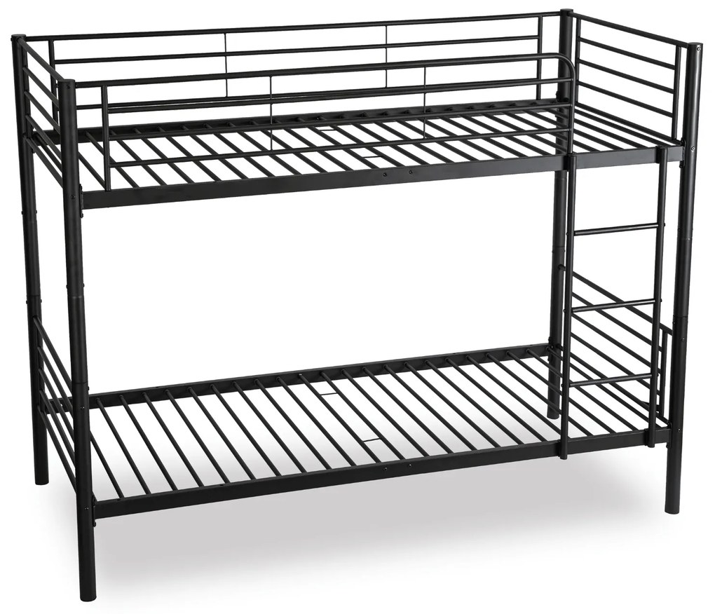 Łóżko Piętrowe Dla Dzieci 90x200 cm RODEZ Metalowe Czarne