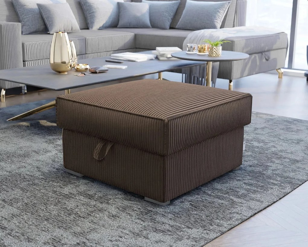 Ciemnobrązowy taboret SMART COSARO z miejscem do przechowywania 65x65 cm
