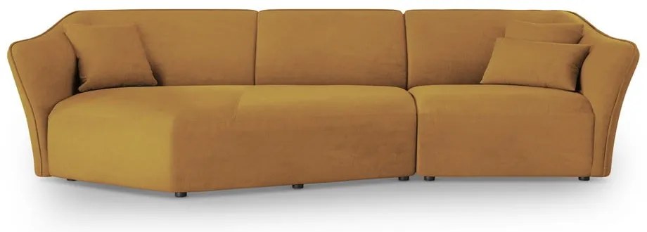 Musztardowy narożnik z materiału bouclé Tokyo – Cosmopolitan Design