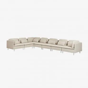 Sofa Narożna Modułowa Oriol 7-częściowa Tkaniny Beżowy Krem - Sklum