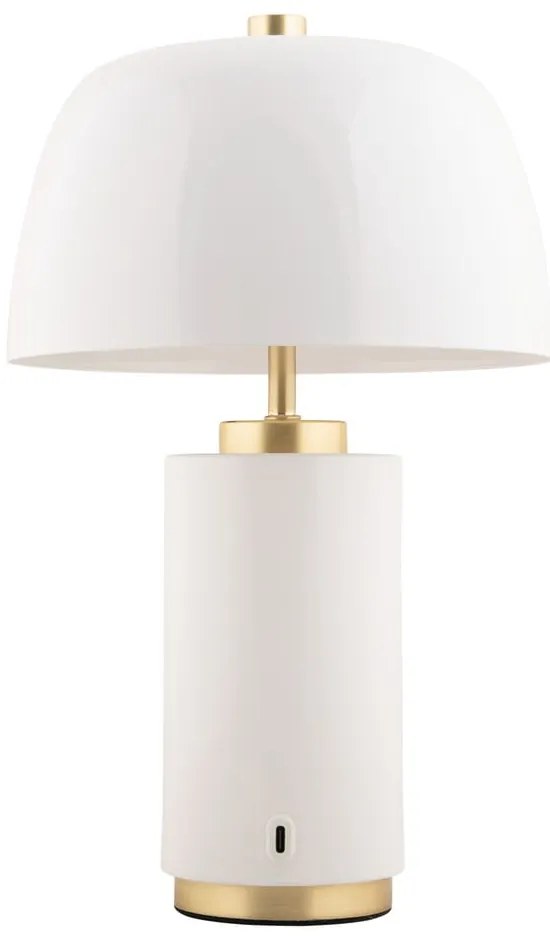 Biała lampa stołowa LED ze ściemniaczem i metalowym kloszem (wysokość 30 cm) Freya – Leitmotiv