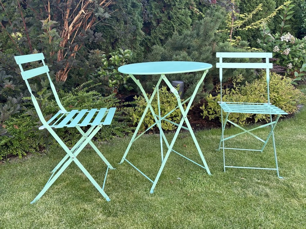 Składane krzesło restauracyjne zewnętrzne Semplici, miętowe