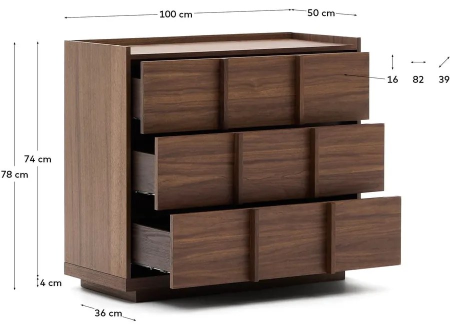 Brązowa komoda w dekorze orzecha 100x78x50 cm Onix – Kave Home