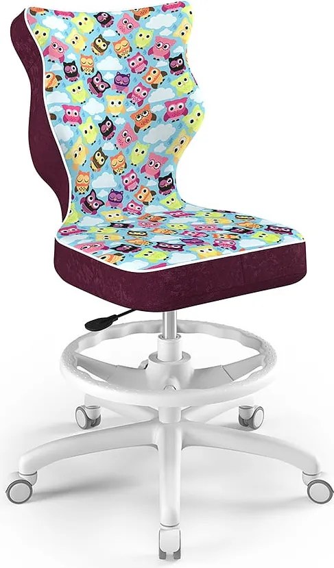 Ergonomiczne krzesło do biurka Petit White rozmiar 5 (146-176,5 cm) z podnóżkiem i wzorami