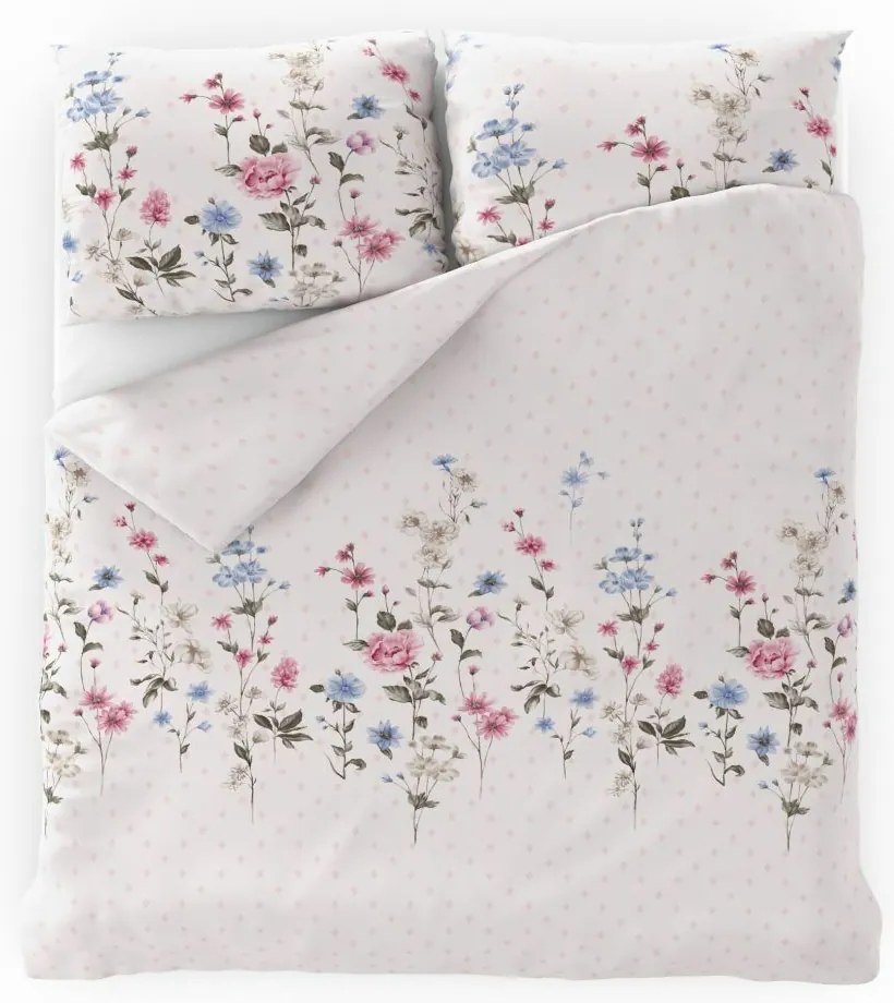 Kvalitex Pościel bawełniana Delux Łąka różowy, 200 x 200 cm, 2x 70 x 90 cm, 200 x 200 cm, 2 szt. 70 x 90 cm