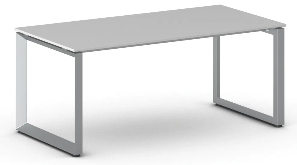 Biurko PRIMO INSPIRE, 180x90 cm, szaro-srebrna podstawa, szary