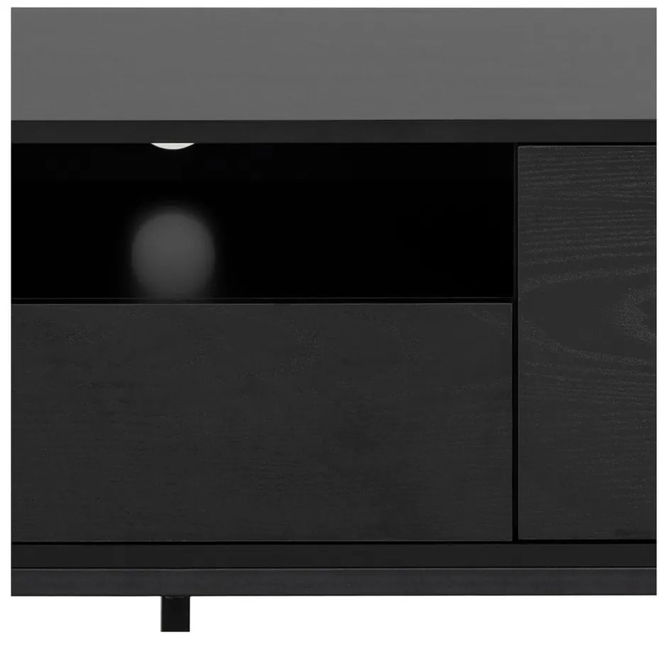 Czarna szafka pod TV w dekorze jesionu 140x45 cm Seaford – Actona