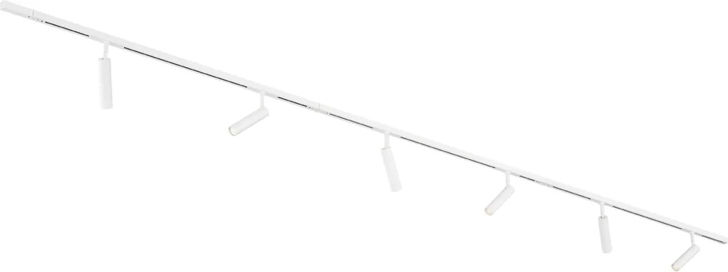 Nowoczesny system oświetlenia szynowego Slimline Uzzy z 6 białymi reflektorami jednofazowymi