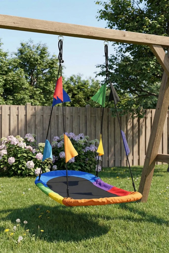 Kolorowa podłużna huśtawka typu bocianie gniazdo M8-F67