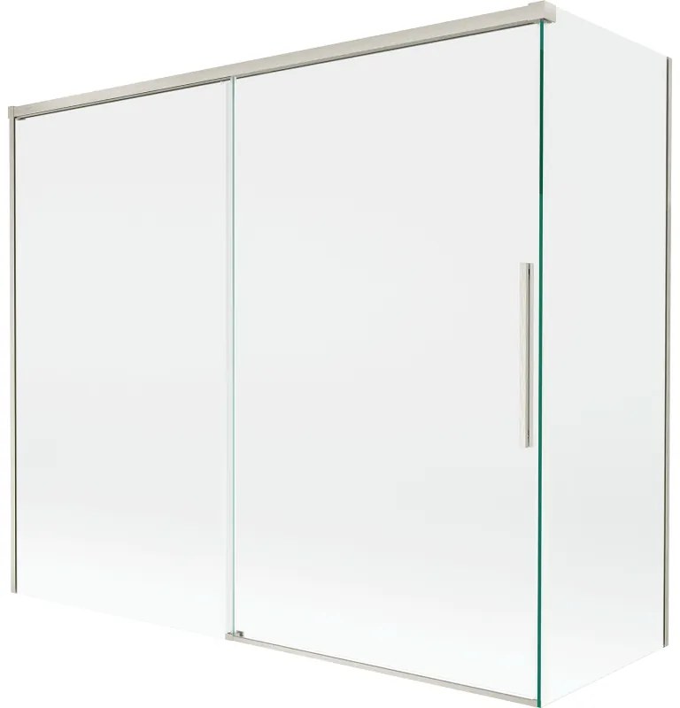 Mexen Rox parawan nawannowy 2-skrzydłowy rozsuwany 180 + 90 x 150 cm, transparent, nikiel szczotkowany - 8C9-180-090-97-00