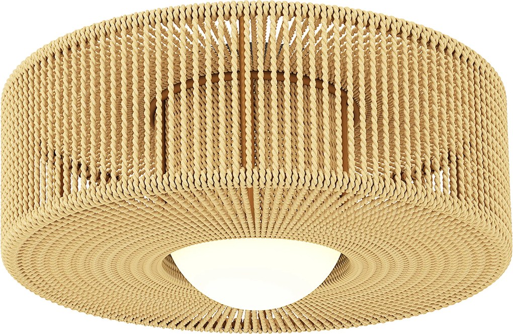 HOMCOM Lampa sufitowa, wisząca lampa boho z oprawką G9 LED, abażur ze sznurka konopnego okrągły
