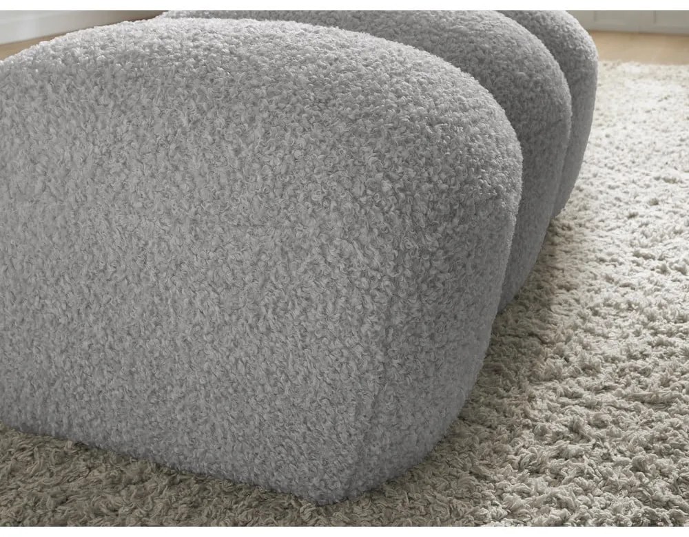 Jasnoszary podnóżek z materiału bouclé Hippolyte – Bobochic Paris