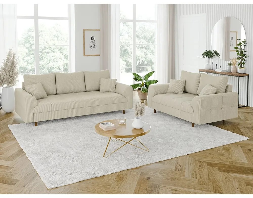 Beżowa sztruksowa sofa 150 cm Ariella – Ropez