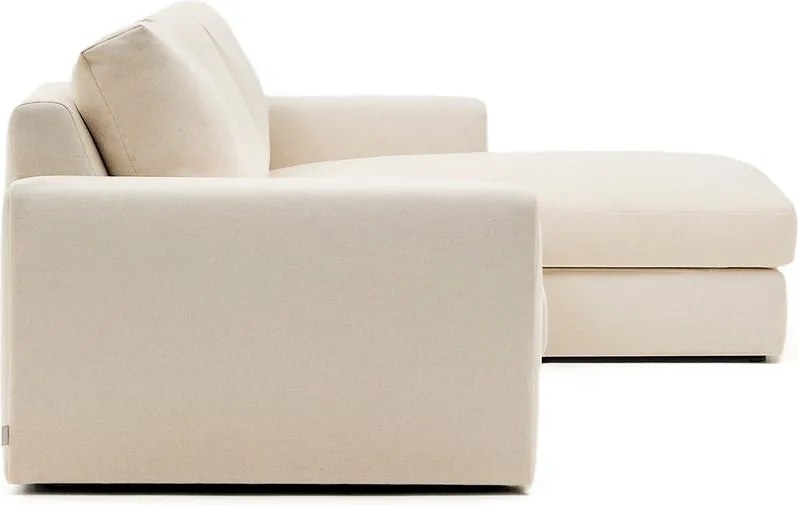 Beżowy narożnik z tkaniny szenilowej (prawostronny/z szezlongiem) Alea – Kave Home