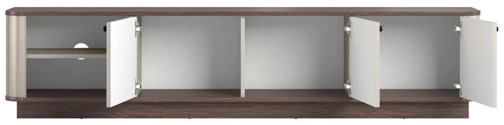 Szafka RTV Vesper 3D 187 cm na cokole - kaszmir / orzech / czarne uchwyty