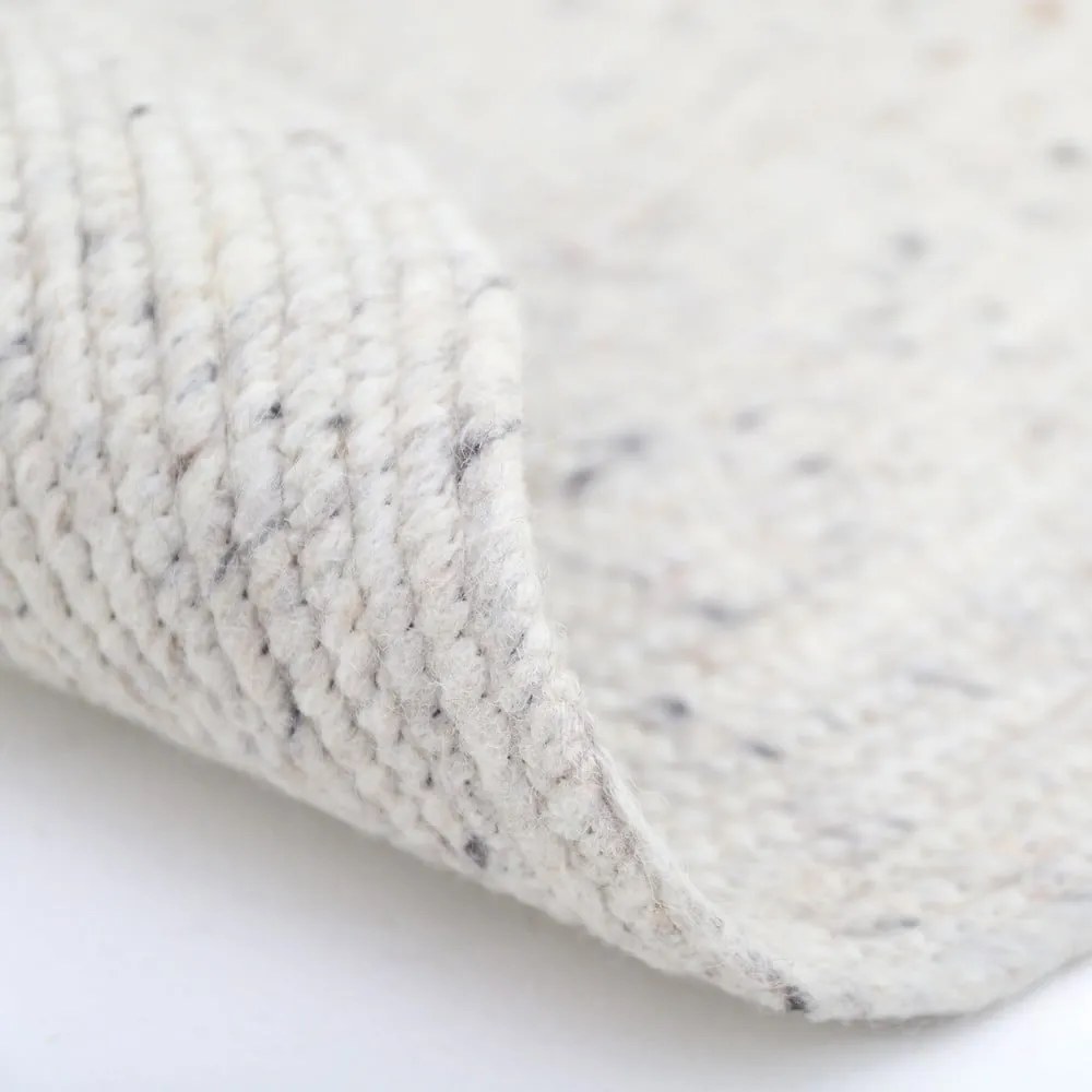 Biały okrągły dwustronny dywan z mieszanki wełny tkany ręcznie ø 160 cm Neethu Natural L – Nattiot
