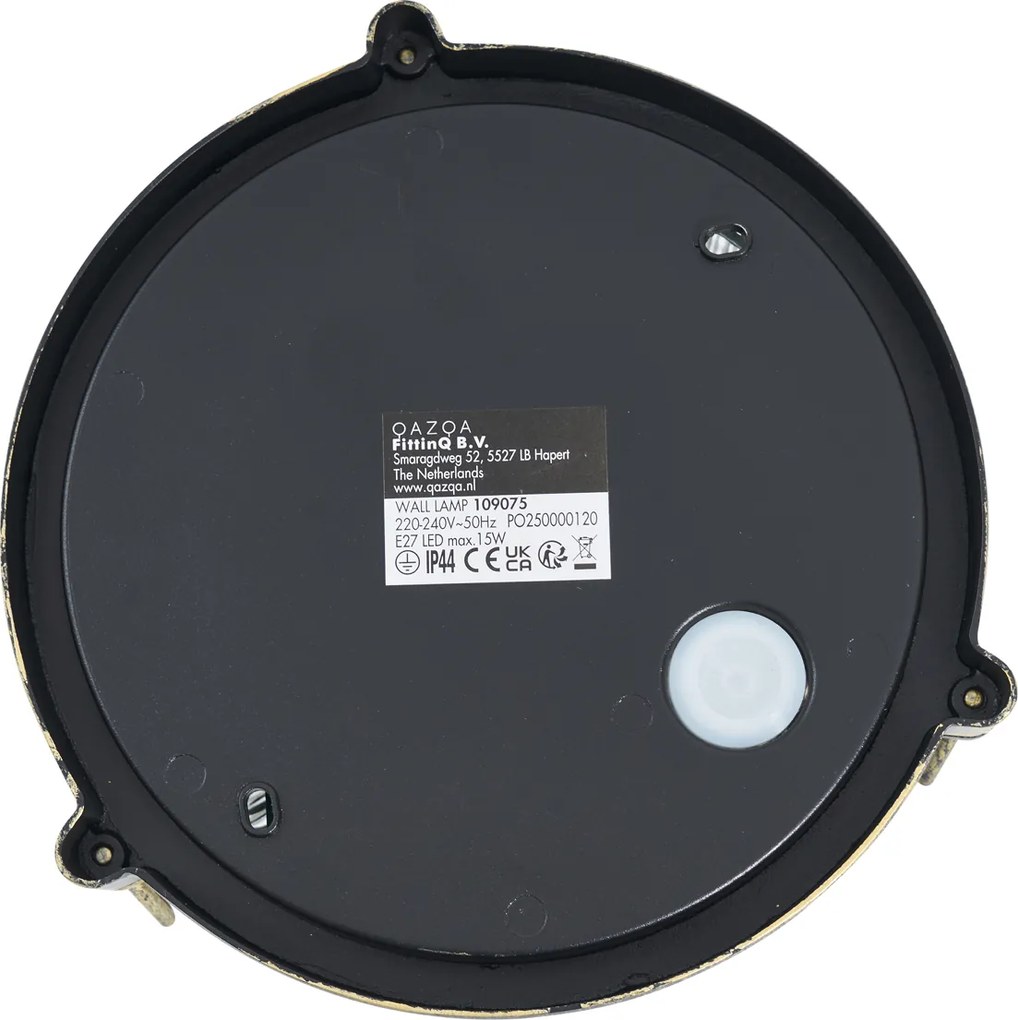 Zewnętrzna lampa ścienna i sufitowa antyczne złoto okrągła IP44 - Noutica