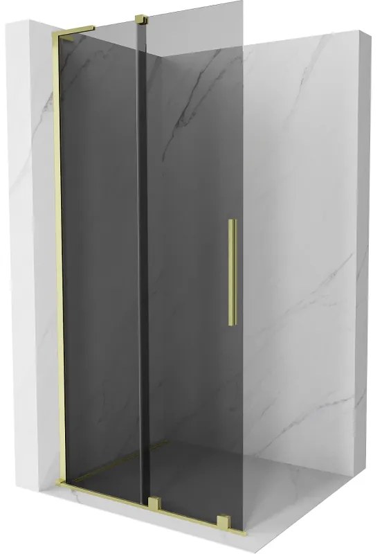 Mexen Velar L ścianka prysznicowa rozsuwana Walk-in 110 x 200 cm, grafit 8 mm, złota szczotkowana - 871-110-003-43-55