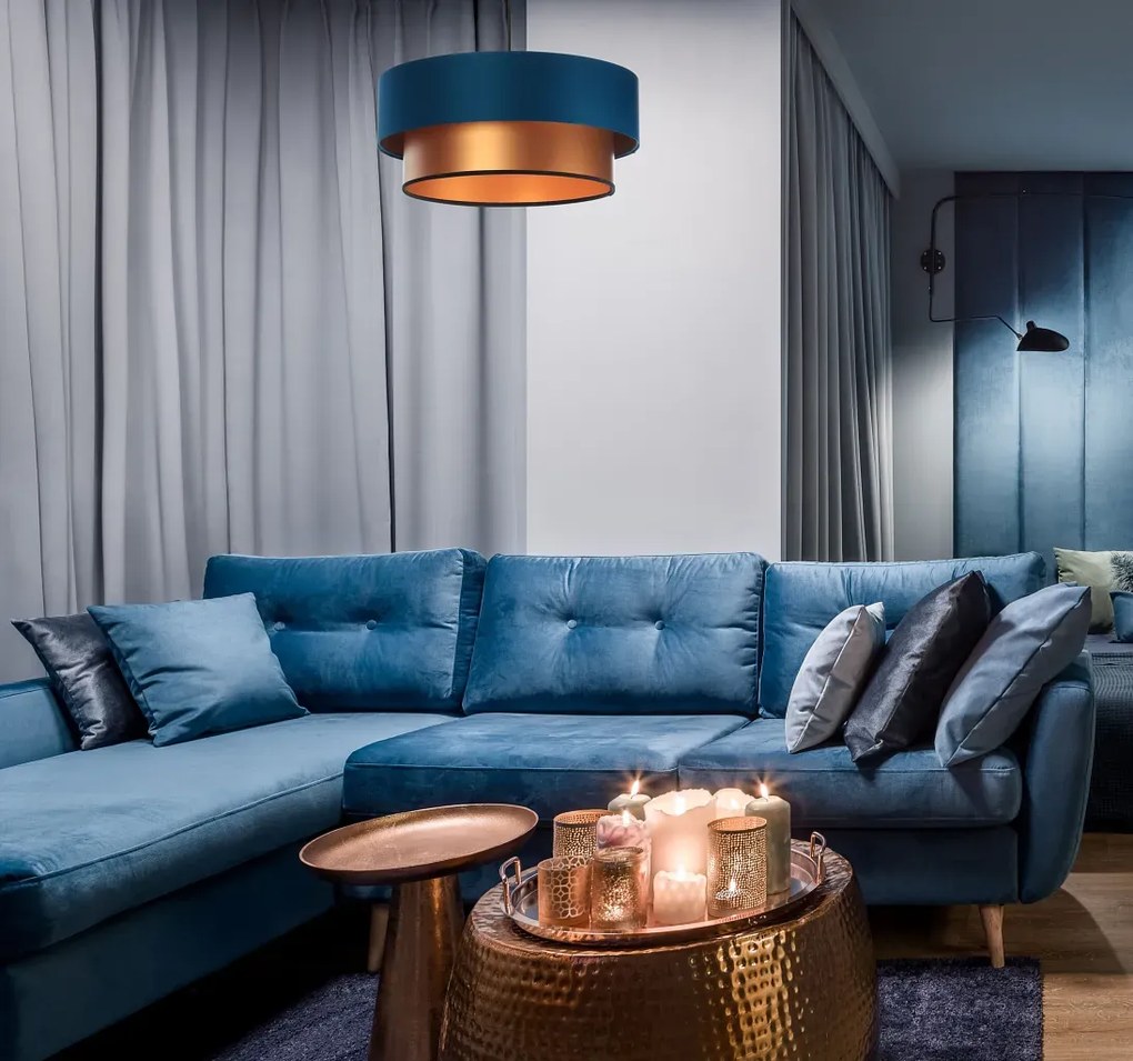 Lampa wisząca DOUBLE BLUE 40 granatowa/miedziana BPS KONCEPT