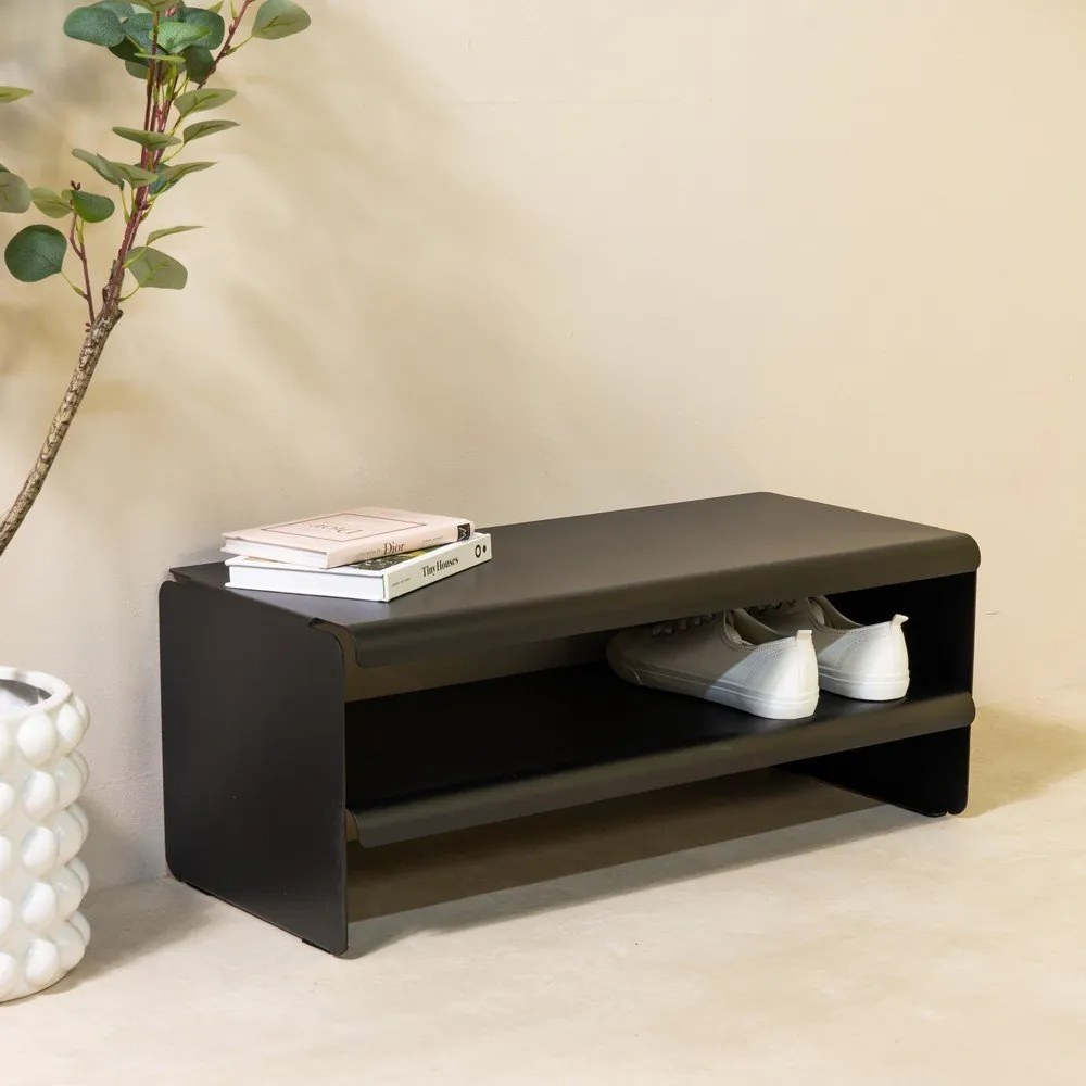 Czarna stalowa szafka na buty 71,5x28x31 cm Linea – Spinder Design