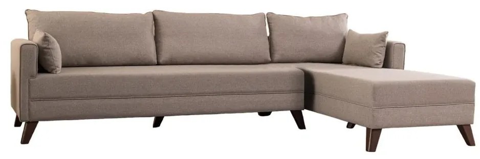 Narożna sofa w układzie L KORFU kremowa, prawostronna