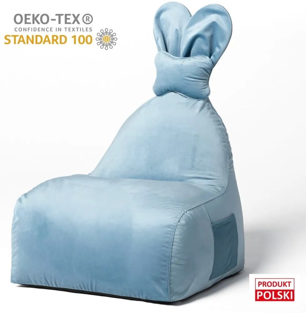 Niebieski dziecięcy worek do siedzenia Funny Bunny – The Brooklyn Kids