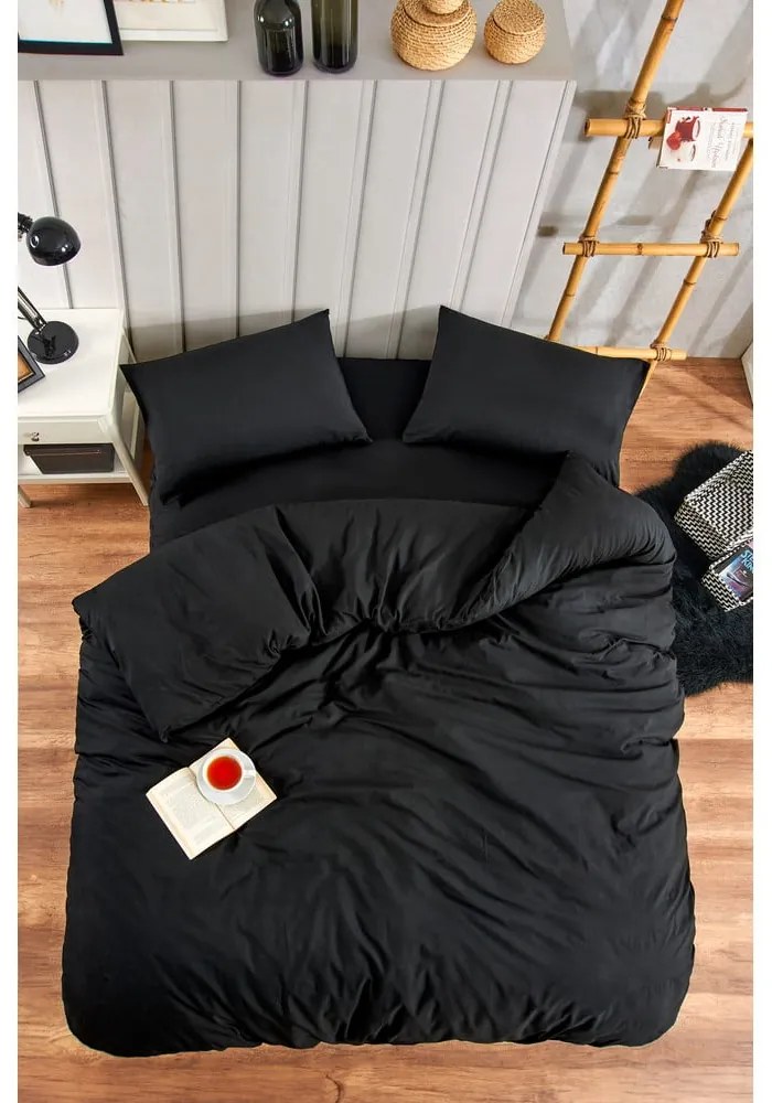 Czarna pościel jednoosobowa z prześcieradłem/3-częściowa 160x220 cm Classic – Mila Home