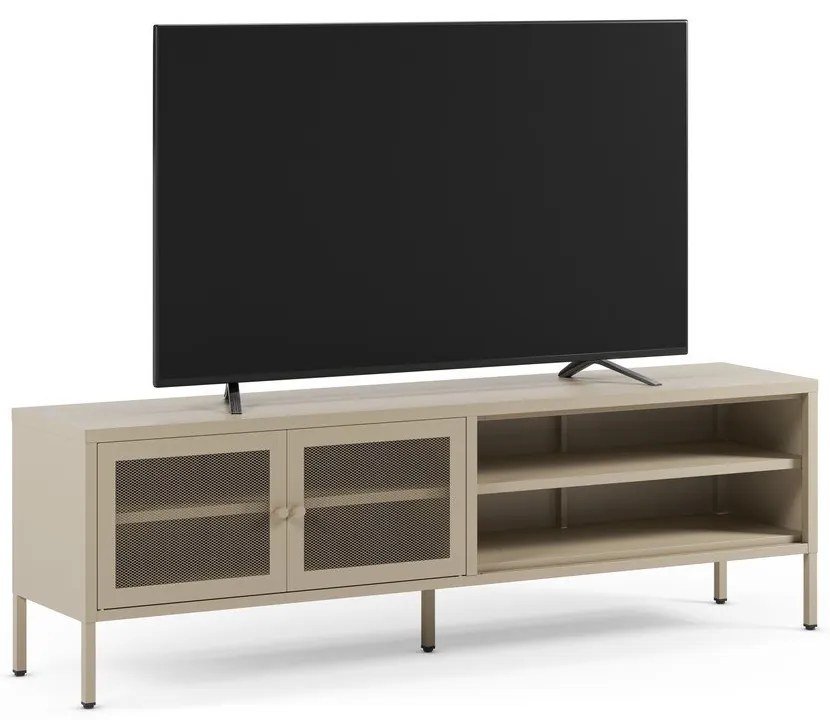 Kremowa metalowa szafka pod TV 160x50x35 cm Fayna – Marckeric