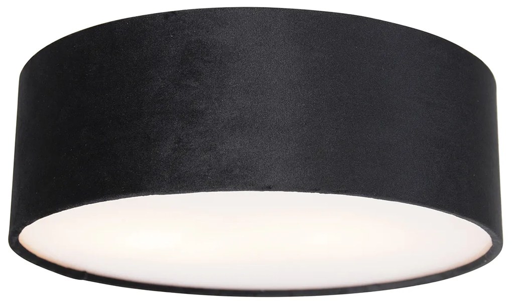 Nowoczesna lampa sufitowa czarna 30 cm ze złotym wnętrzem - Drum Nowoczesny Oswietlenie wewnetrzne