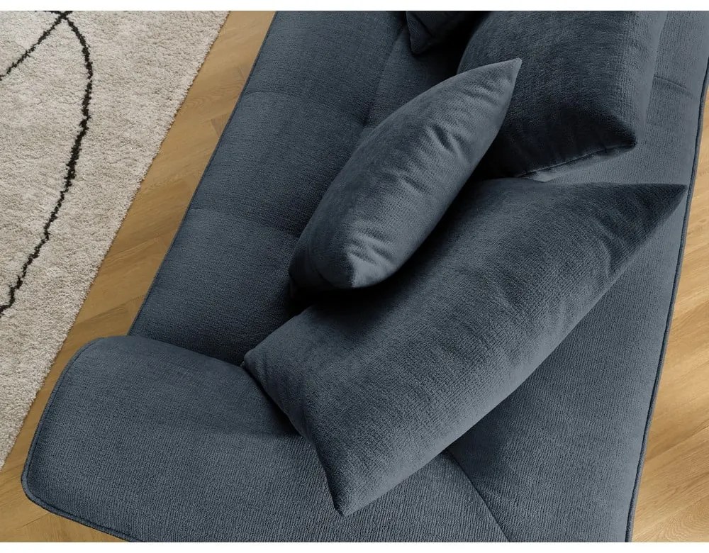 Ciemnoniebieska sofa z tkaniny szenilowej 237 cm Whesley – Bobochic Paris