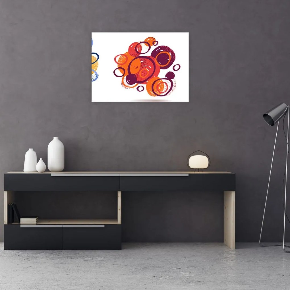 Obraz na szkle kolorowych kółek (70x50 cm)