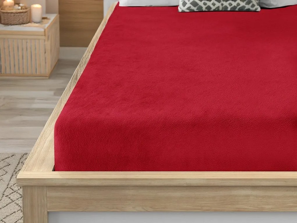 PrzytulneMieszkanie.pl Prześcieradło z mikropluszu SOFT 180x200 cm ciemnoczerwony