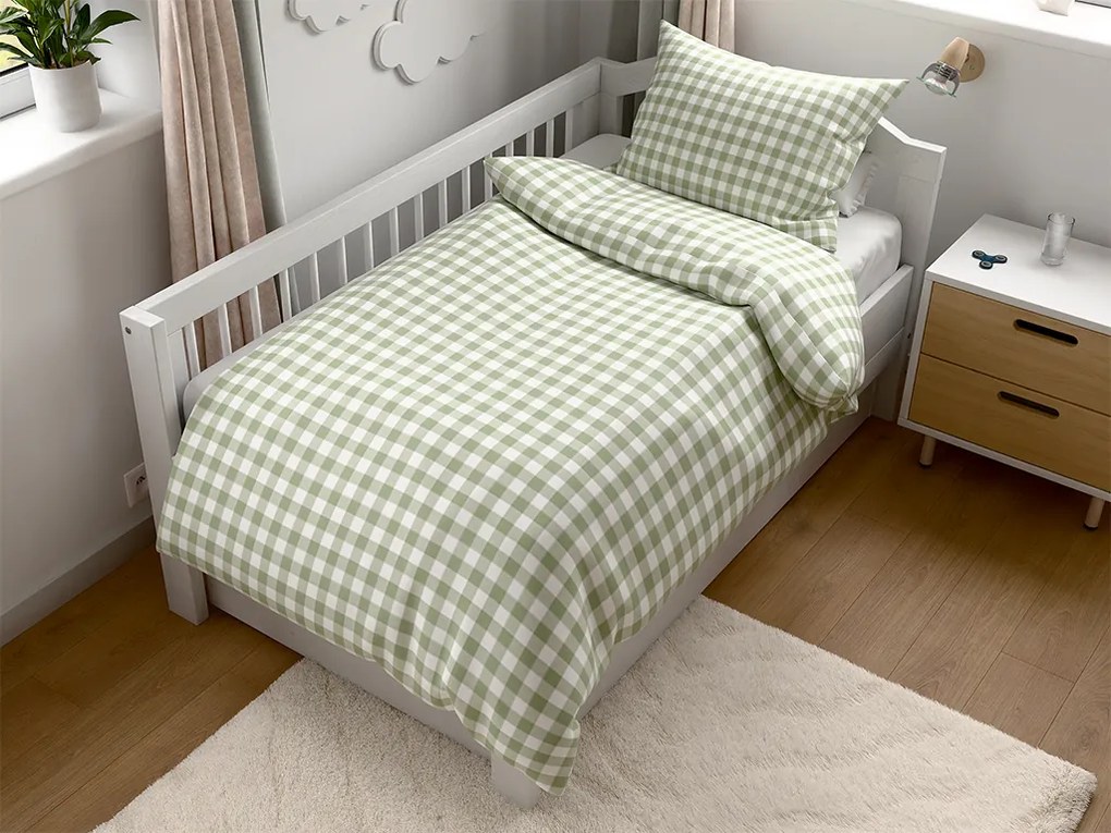 PrzytulneMieszkanie.pl PrzytulneMieszkanie.pl Pościel krepowa do łóżeczka Renforcé GRENTIS zielona Rozmiar pościeli: 45 x 65 cm | 90 x 140 cm