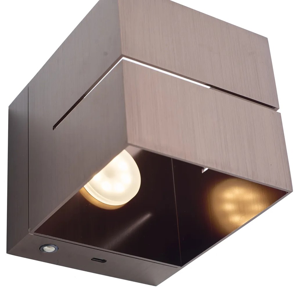 Lampa ścienna ciemny brąz z LED i dotykowym ściemniaczem, ładowalna - Joris Groove Nowoczesny Oswietlenie wewnetrzne