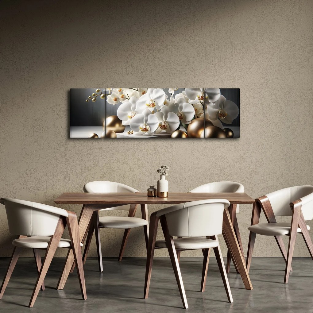 Obraz - Orchidea i złote kule (170x50 cm)